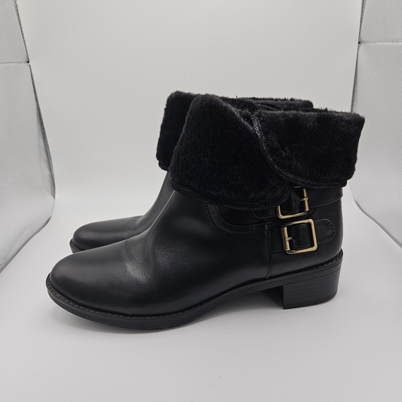 Naturalizer Metro water resistant foldover moto boot black faux leather size 10 - Picture 3 of 11